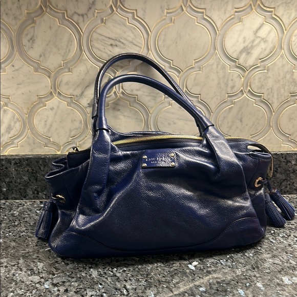 kate spade Handbags - Kate Spade Blue Bag / purse with Leather Trim
